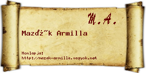 Mazák Armilla névjegykártya